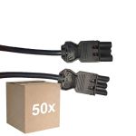 Lot 50x Noxion GST - Compatible Câble d’extension Noir - Mâle + Femelle - 1m - 3 pole 1,5mm2
