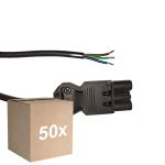 Lot 50x Noxion GST - Compatible Câble d’alimentation Noir - Mâle + Extrémités ouvertes - 0,3m - 3 pole 0,75mm2