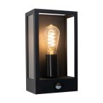 Eglo Applique Murale Alamonte Acier Noir | IP44 - Convient pour 1x E27 - Détecteur De Mouvement
