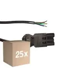 Lot 25x Noxion GST - Compatible Câble d’alimentation Noir - Mâle + Extrémités ouvertes - 2m - 3 pole 0,75mm2