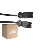 Lot 50x Noxion GST - Compatible Câble d’extension Noir - Mâle + Femelle - 1m - 3 pole 1,5mm2