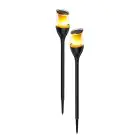 Pack duo 2x Interlight Piquet Lumière Solar Garden Torch Noir 1W 40lm - 816 Blanc Très Chaud | incl. Batterie
